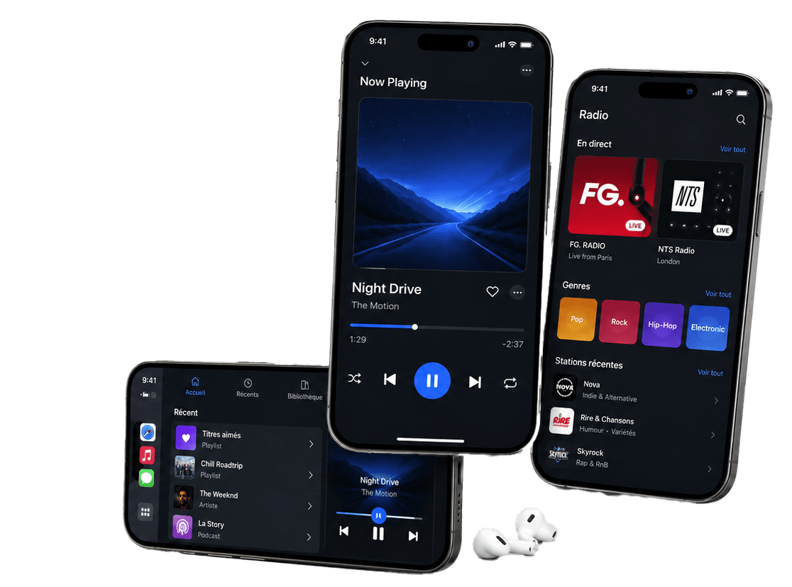 Interfaces BenchSound sur iPhone.